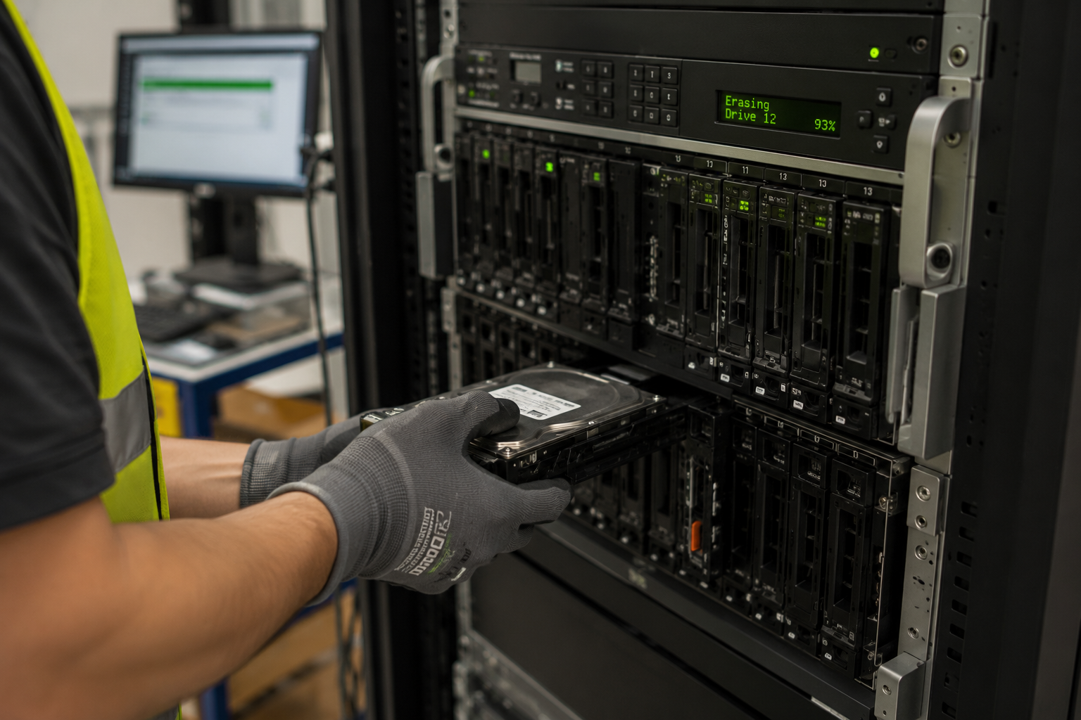Hard drive prepared for secure data destruction